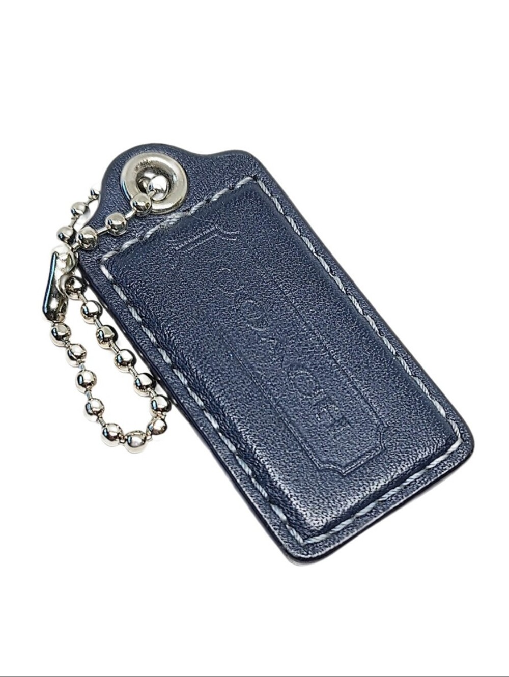 🆕 2.5" Coach Ink Blue Patent Leather Hangtag Mini Bag Fob Charm Keychain Y2K